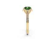 Cushion Cut Floral Pavé Engagement Ring Setting for a Fancy Green Lab-Grown Diamond | Yellow Gold