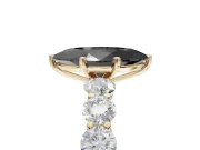 Marquise Side Stone Engagement Ring Setting for a Black Center | Yellow Gold