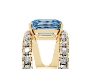 Emerald Cut Split Shank Pavé Engagement Ring Setting for a Fancy Blue Lab-Grown Diamond | Yellow Gold