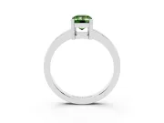 Fancy Green Emerald Cut Diamond Solitaire Ring Set in White gold with Prong Head and Smooth Polished Band