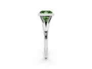 Fancy Green Bezel Set Princess Cut Diamond Solitaire Ring Set in White gold with Tapered Band
