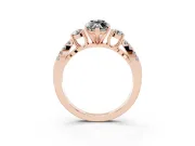 Marquise Three Stone Engagement Ring Setting for a Black Center | Pavé Split Shank | Rose Gold
