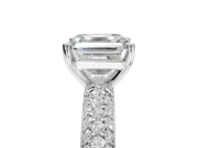 Asscher Cut Pavé Solitaire Engagement Ring Setting | Domed Pavé Band | Platinum