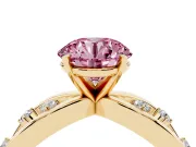 Round Loop Engagement Ring Setting for a Fancy Pink Lab-Grown Diamond | Yellow Gold