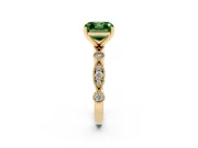 Fancy Green Asscher Cut Diamond Solitaire Engagement Ring Set in Yellow gold with Milgrain Bezel Accent Band