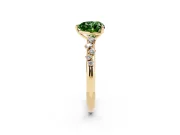Fancy Green Heart Cut Diamond Cluster Solitaire Ring Set in Yellow gold with Prong Setting