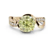 Round Bypass Solitaire Engagement Ring Setting for a Fancy Yellow Lab-Grown Diamond | Pavé Strands | Yellow Gold