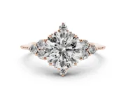 Round Vintage Cluster Engagement Ring Setting | Beaded Edges | Rose Gold