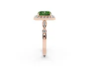 Radiant Cut Halo Engagement Ring Setting for a Fancy Green Lab-Grown Diamond | Bezel Station Shoulders | Rose Gold