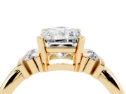 Radiant Cut Bar-Set Accent Engagement Ring Setting | Grooved Band | Yellow Gold