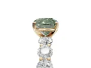 Cushion Cut Engagement Ring Setting for a Fancy Green Lab-Grown Diamond | Yellow Gold - Design NV-24455