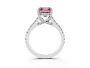 Asscher Cut Hidden Halo Pave Engagement Ring Setting for a Fancy Pink Lab-Grown Diamond | Claw Prongs | Sterling Silver