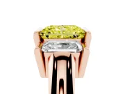 Radiant Cut Channel-Set Three Stone Engagement Ring Setting for a Fancy Yellow Lab-Grown Diamond | Rose Gold