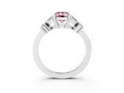 Fancy Pink Emerald Cut Diamond Floral Cluster Ring Set in White gold with Marquise Petals and Prong Setting