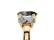 Oval Three Stone Engagement Ring Setting for a Black Center | Double Claw Head | Yellow Gold