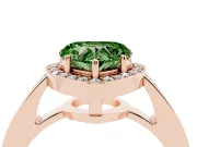 Heart-Shaped Framed Halo Engagement Ring Setting for a Fancy Green Lab-Grown Diamond | Rose Gold