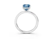 Fancy Blue Princess Cut Diamond Solitaire Ring Set in Platinum with Thin Band and Prong Setting