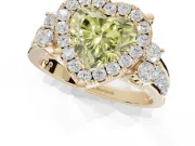 Heart-Shaped Halo Engagement Ring Setting for a Fancy Yellow Lab-Grown Diamond | Graduated Channel Band | Yellow Gold