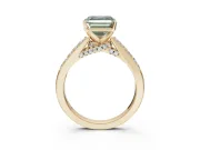 Asscher Cut Pavé Solitaire Engagement Ring Setting for a Fancy Green Lab-Grown Diamond | Crossover Gallery | Yellow Gold