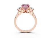 Asscher Cut Three-Stone Engagement Ring Setting for a Fancy Pink Lab-Grown Diamond | Rose Gold