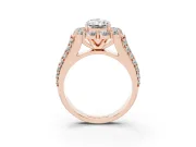 Radiant Cut Diamond Halo Engagement Ring Set in Rose gold with Split Shank and Prong Setting