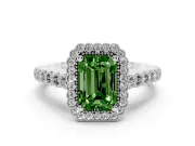 Radiant Cut Halo Engagement Ring Setting for a Fancy Green Lab-Grown Diamond | Sterling Silver - Design NV-24780