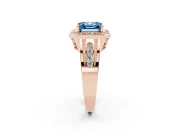 Asscher Cut Halo Engagement Ring Setting for a Fancy Blue Lab-Grown Diamond | Channel-Set Split Shank | Rose Gold