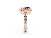 Fancy Black Oval Cut Diamond Halo Ring Set in Rose gold with Pavé Shank and Prong Setting