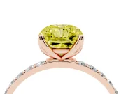 Radiant Cut Pave Solitaire Engagement Ring Setting for a Fancy Yellow Lab-Grown Diamond | Slim Band | Rose Gold