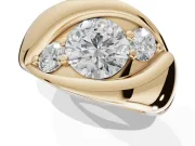 Round Three Stone Bypass Engagement Ring Setting | Sculpted Crossover Band | Yellow Gold