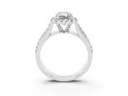 Radiant Cut Pavé Engagement Ring Setting | Wide Three-Row Band | Platinum