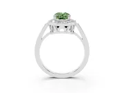 Oval Halo Engagement Ring Setting for a Fancy Green Lab-Grown Diamond | Polished Halo Rim | White Gold