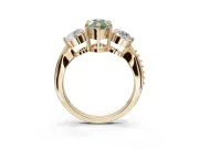 Pear-Shaped Three Stone Engagement Ring Setting for a Fancy Green Lab-Grown Diamond | Tapered Pave Band | Yellow Gold