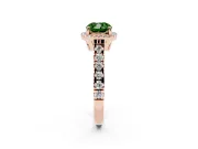 Cushion Cut Accented Halo Engagement Ring Setting for a Fancy Green Lab-Grown Diamond | Rose Gold