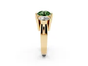 Round Channel-Set Three Stone Engagement Ring Setting for a Fancy Green Lab-Grown Diamond | Wide Flat Band | Yellow Gold