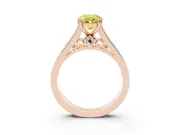 Oval Cathedral Channel Set Engagement Ring Setting for a Fancy Yellow Lab-Grown Diamond | Double Claw Prongs | Rose Gold
