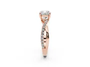 Cushion Cut Diamond Twist Band Solitaire Set in Rose gold with Pavé Accents and Prong Setting