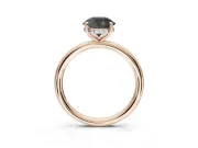 Round Hidden Halo Engagement Ring Setting for a Black Center | Thin Plain Band | Rose Gold