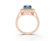 Asscher Cut Halo Engagement Ring Setting for a Fancy Blue Lab-Grown Diamond | Polished Halo Rim | Rose Gold