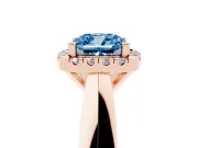 Cushion Cut Halo Engagement Ring Setting for a Fancy Blue Lab-Grown Diamond | Square Profile Band | Rose Gold