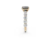 Princess Cut Side Stone Engagement Ring Setting for a Black Center | Yellow Gold