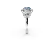 Round Three Stone Halo Engagement Ring Setting for a Fancy Blue Lab-Grown Diamond | Platinum