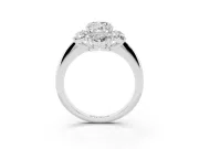Cushion Cut Cluster Halo Engagement Ring Setting | Two-Size Accents | Sterling Silver
