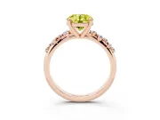 Fancy Yellow Round Cut Diamond Solitaire Vine Band Ring Set in Rose gold with Round Accents and Prong Setting