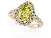 Pear-Shaped Raised Halo Engagement Ring Setting for a Fancy Yellow Lab-Grown Diamond | Yellow Gold