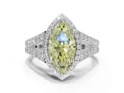 Marquise Halo Pavé Engagement Ring Setting for a Fancy Yellow Lab-Grown Diamond | Narrow Split Shank | White Gold