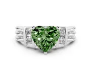 Heart-Shaped Bar-Set Engagement Ring Setting for a Fancy Green Lab-Grown Diamond | White Gold