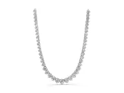 Round Lab-Grown Diamond Graduated Tennis Necklace | Linked Prong Heads | Sterling Silver