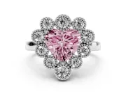 Heart-Shaped Halo Engagement Ring Setting for a Fancy Pink Lab-Grown Diamond | Sterling Silver - Design NV-24775