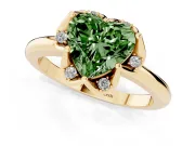 Heart-Shaped Petal Halo Engagement Ring Setting for a Fancy Green Lab-Grown Diamond | Yellow Gold